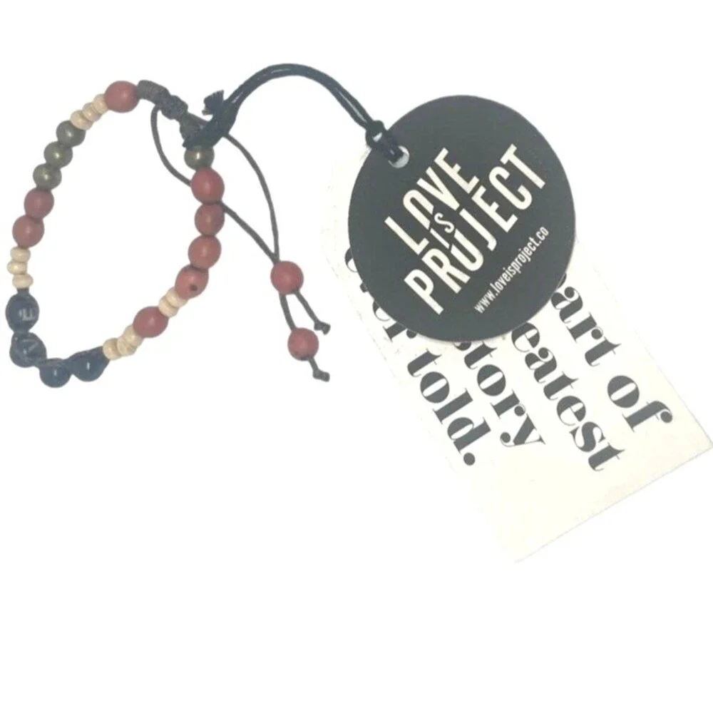 NWT Artisan bracelet Love is Project Handmade Beaded Boho adjustable nature